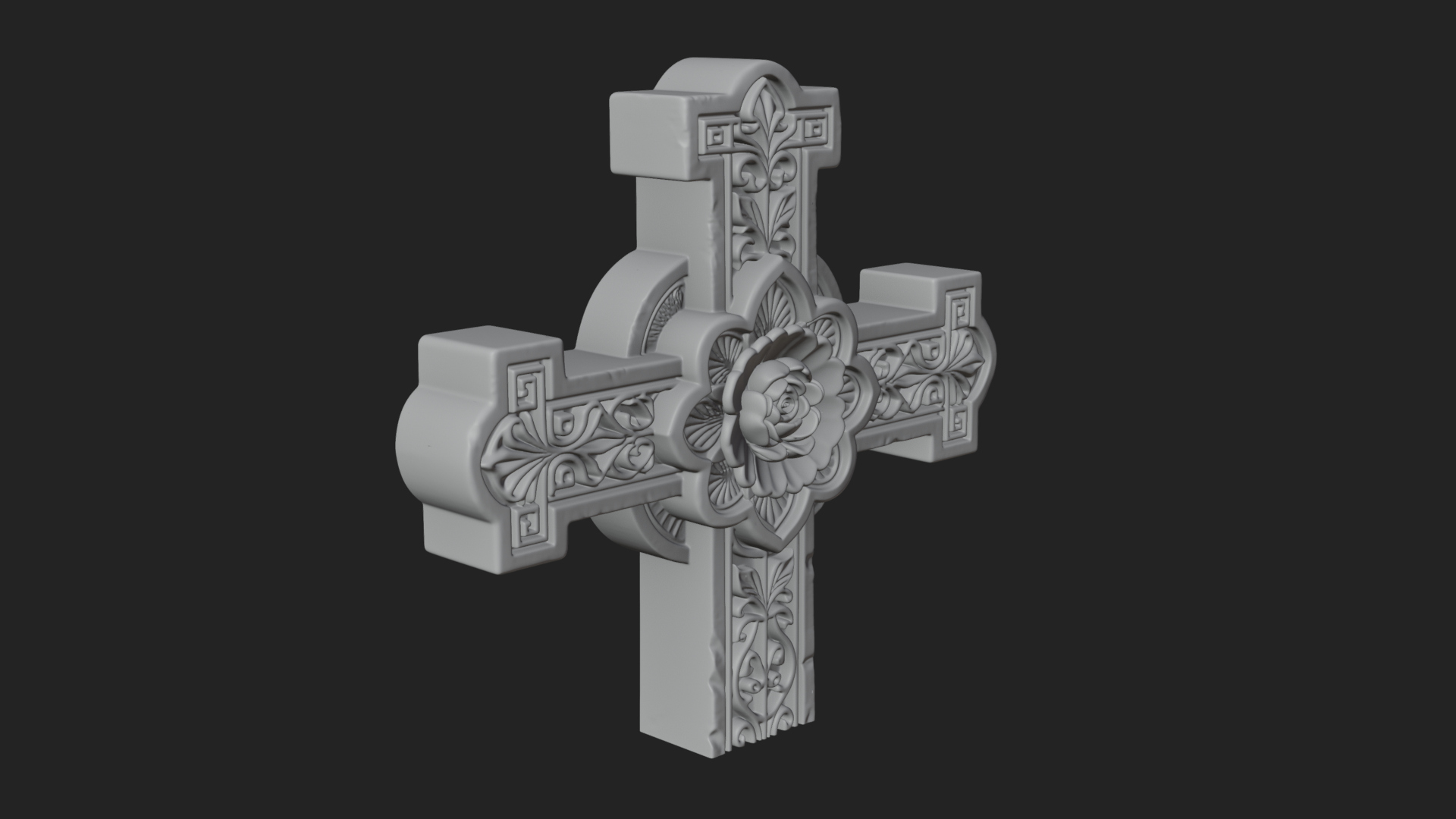 Carved Relief Wall Cross Design 227 3D Print Model 3D Model