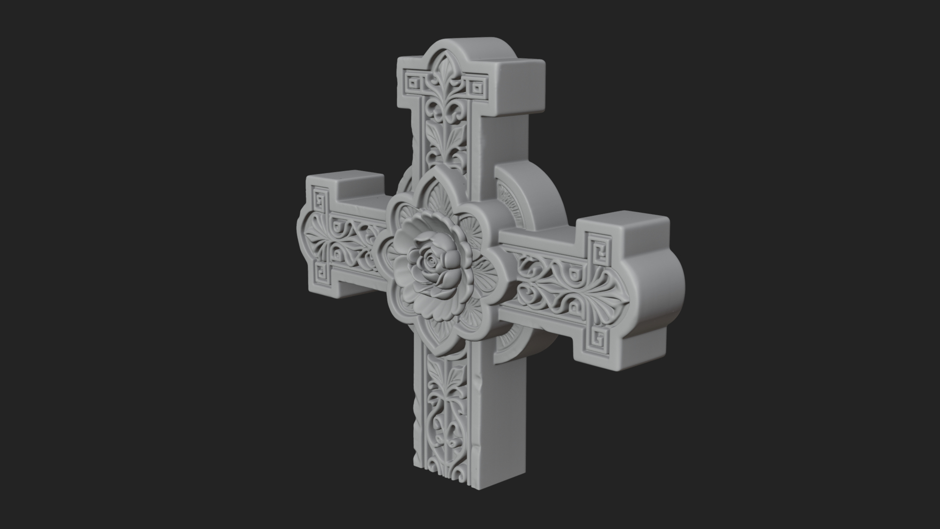 Carved Relief Wall Cross Design 227 3D Print Model 3D Model