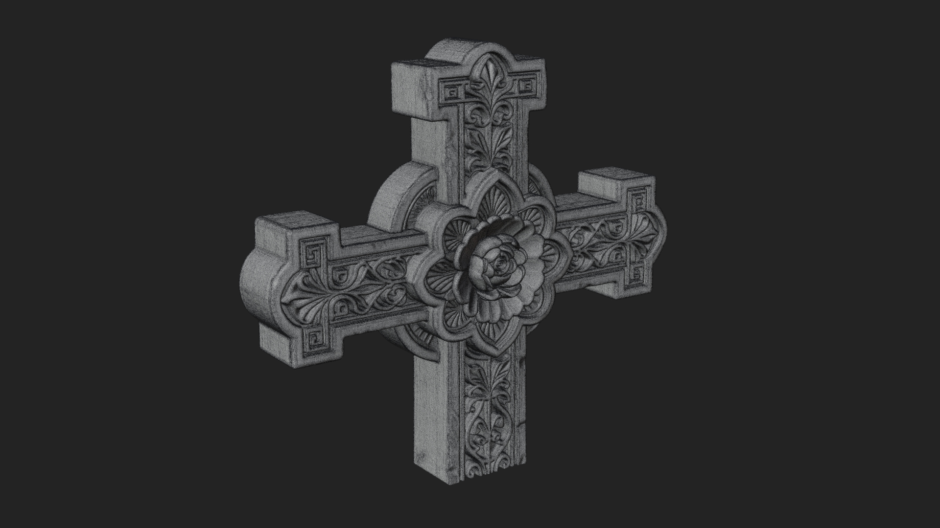 Carved Relief Wall Cross Design 227 3D Print Model 3D Model