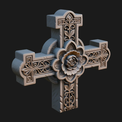 Carved Relief Wall Cross Design 227 3D Print Model