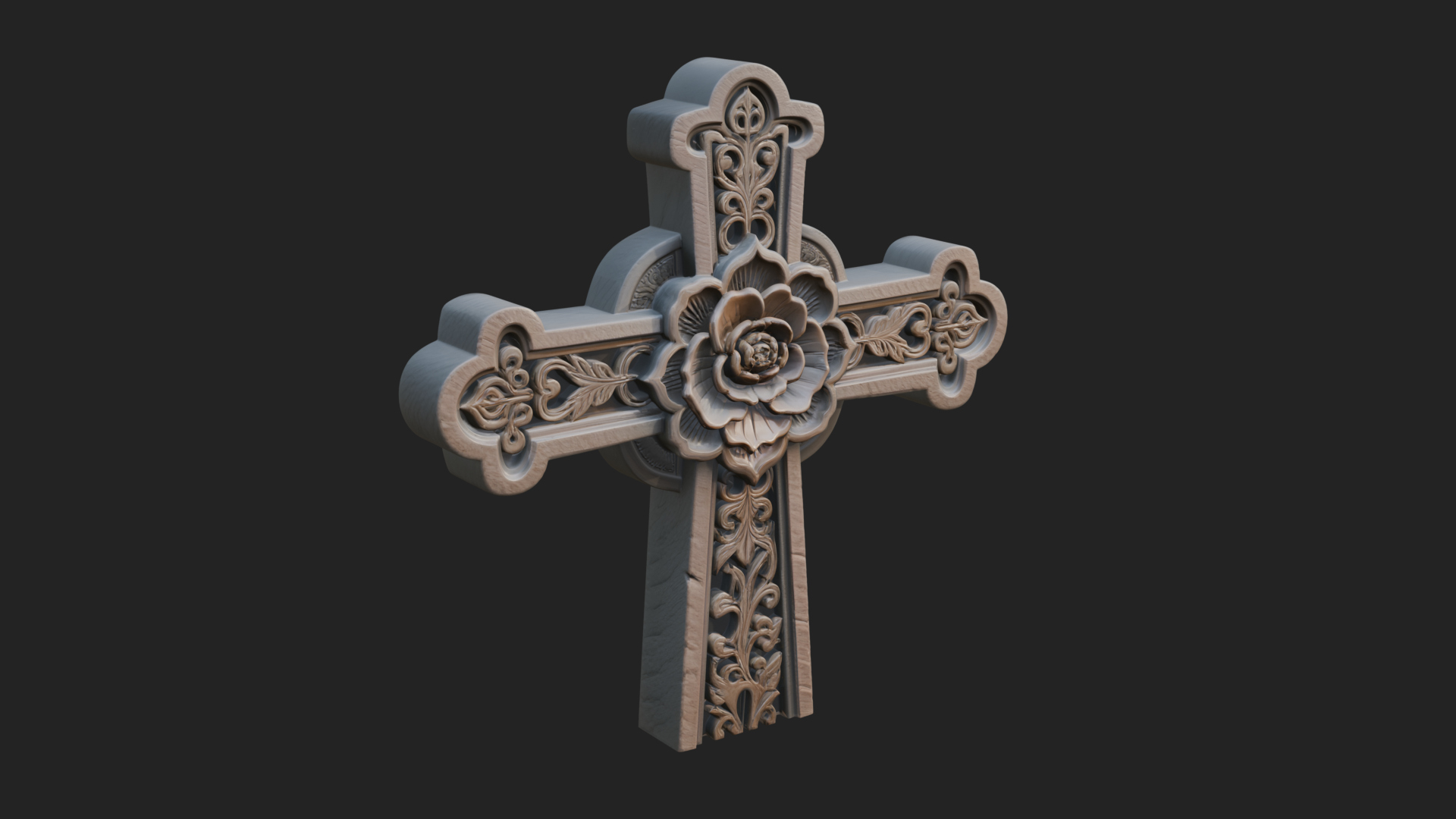 Carved Relief Wall Cross Design 228 3D Print Model 3D Model