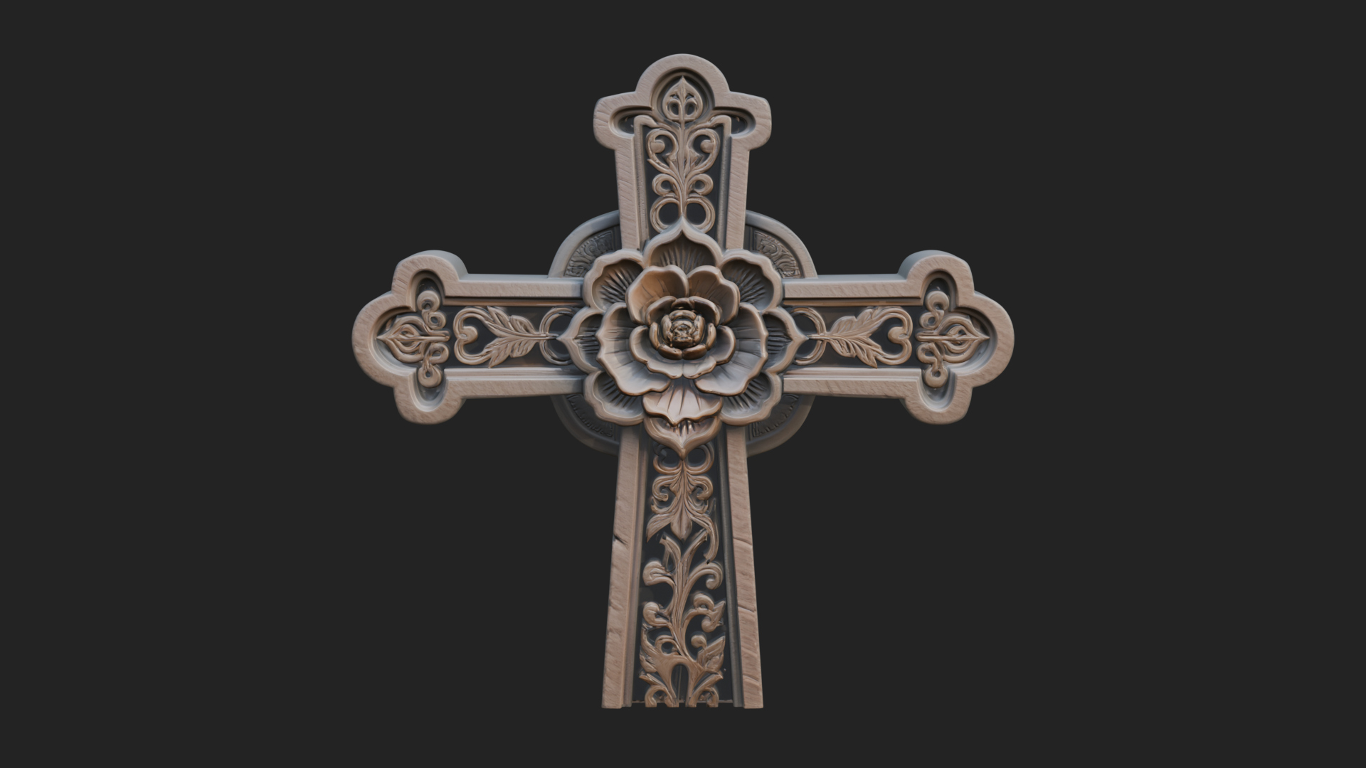 Carved Relief Wall Cross Design 228 3D Print Model 3D Model