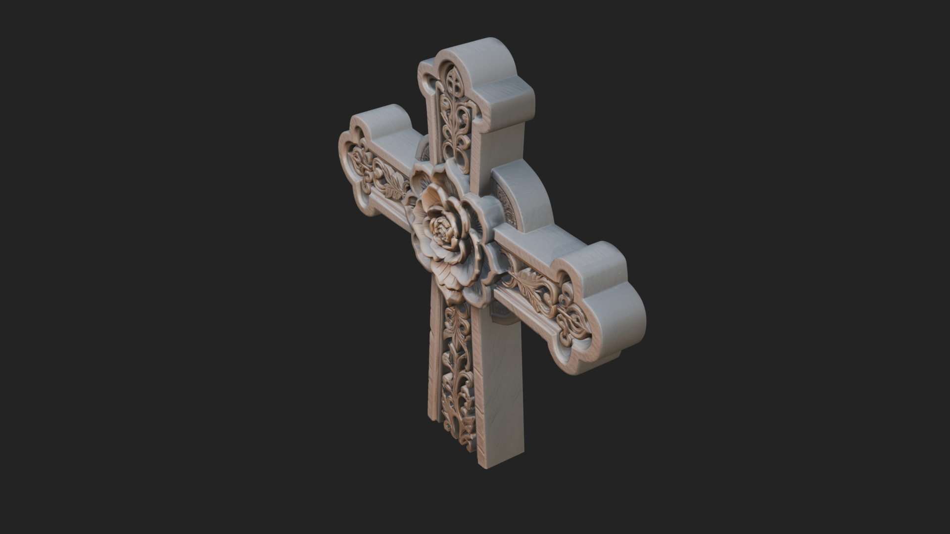 Carved Relief Wall Cross Design 228 3D Print Model 3D Model