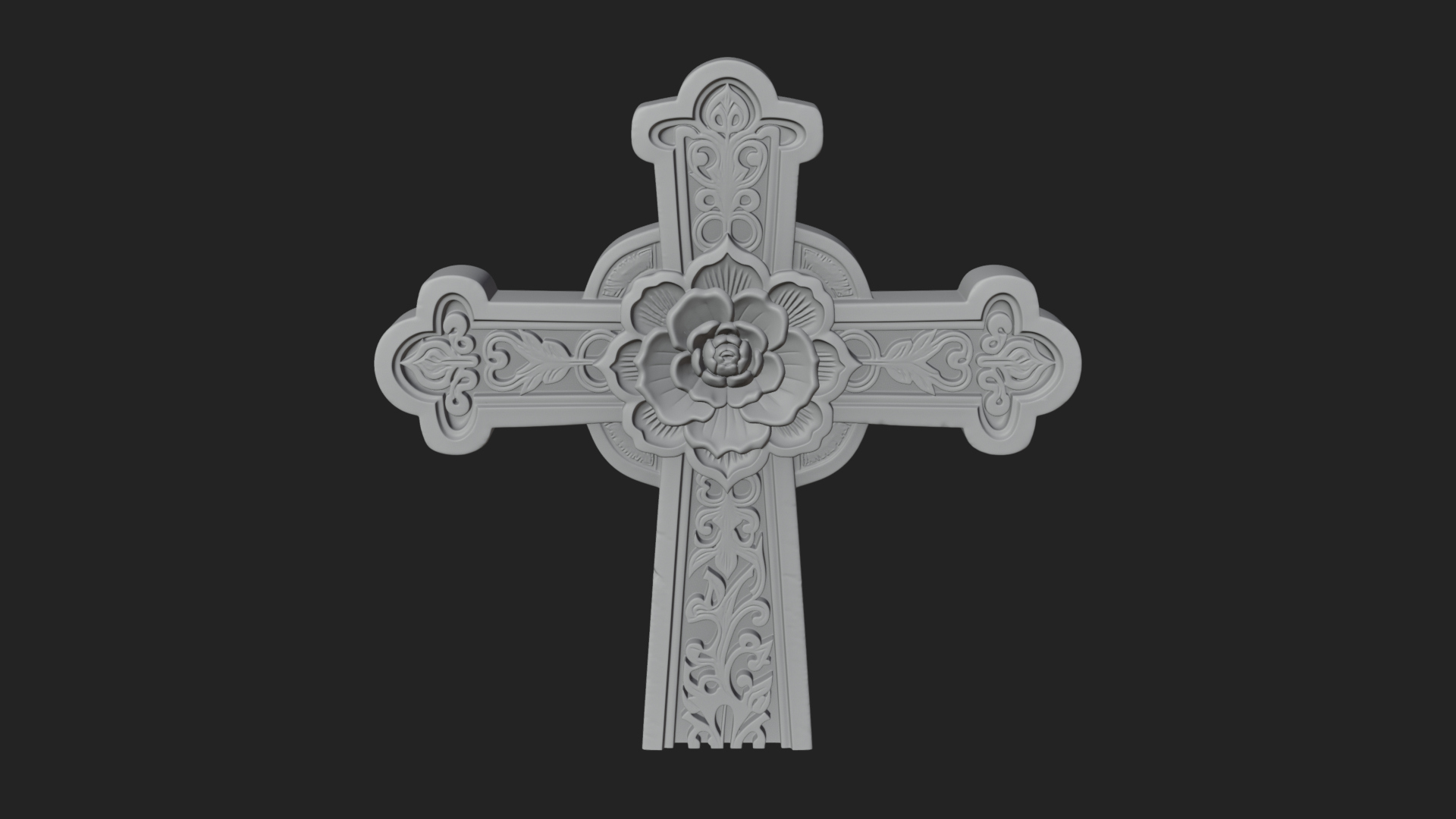 Carved Relief Wall Cross Design 228 3D Print Model 3D Model