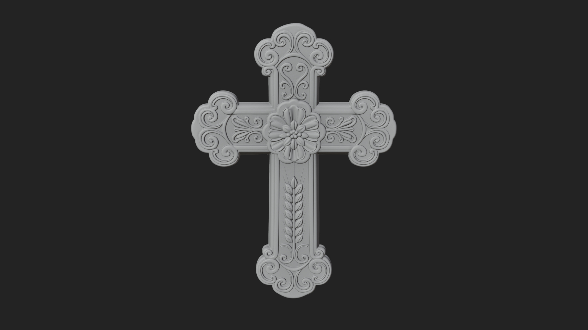 Carved Relief Wall Cross Design 229 3D Print Model 3D Model