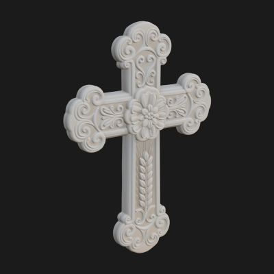 Carved Relief Wall Cross Design 229 3D Print Model