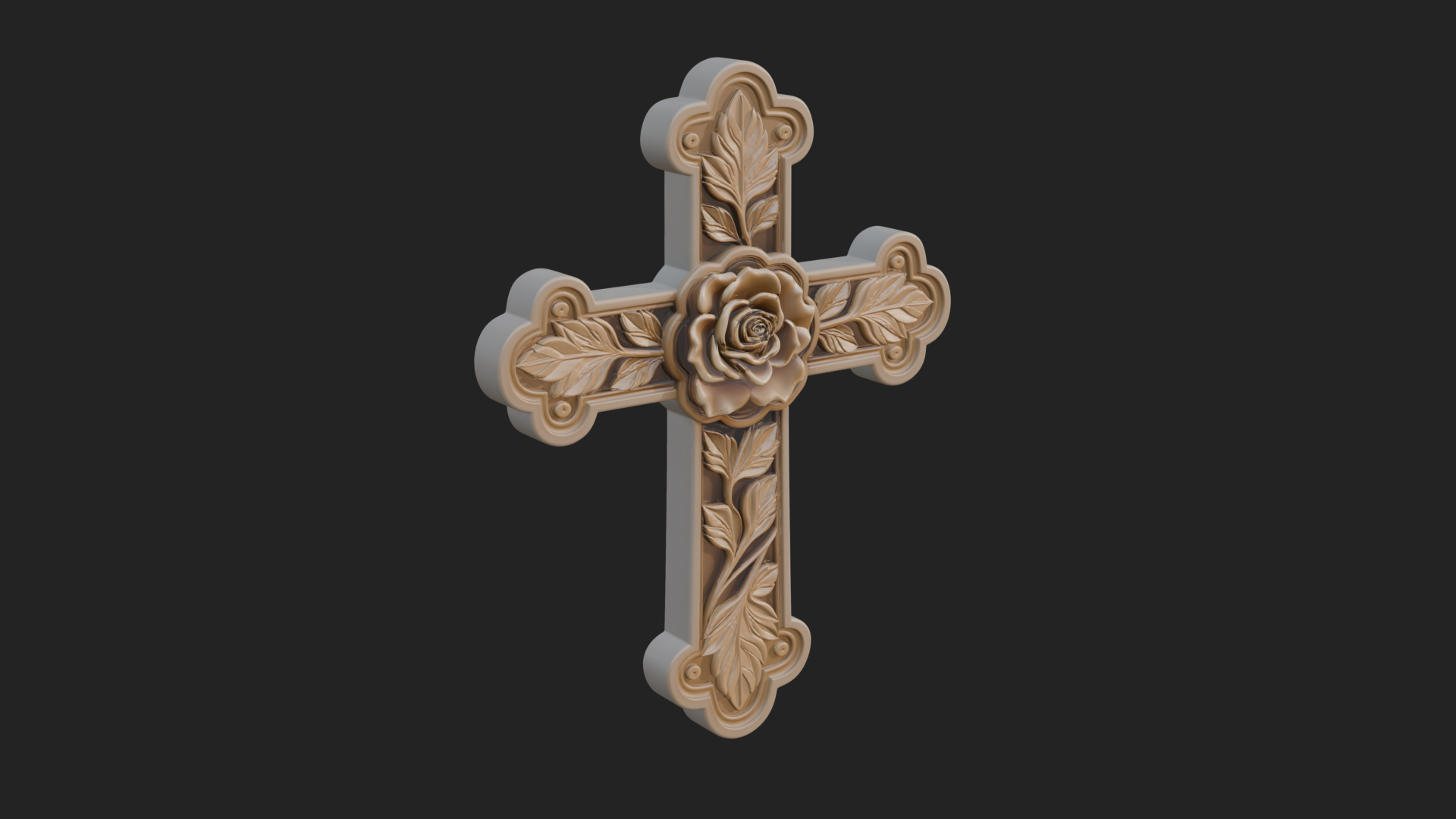 Carved Relief Wall Cross Design 23 3D Print Model 3D Model