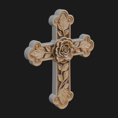 Carved Relief Wall Cross Design 23 3D Print Model