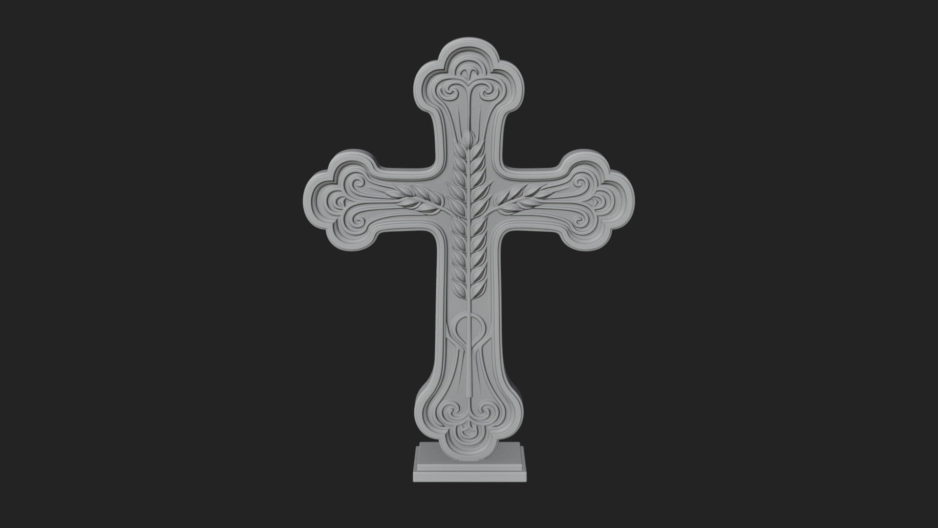 Carved Relief Wall Cross Design 230 3D Print Model 3D Model