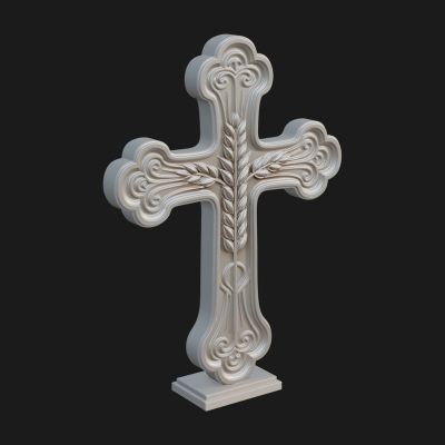 Carved Relief Wall Cross Design 230 3D Print Model