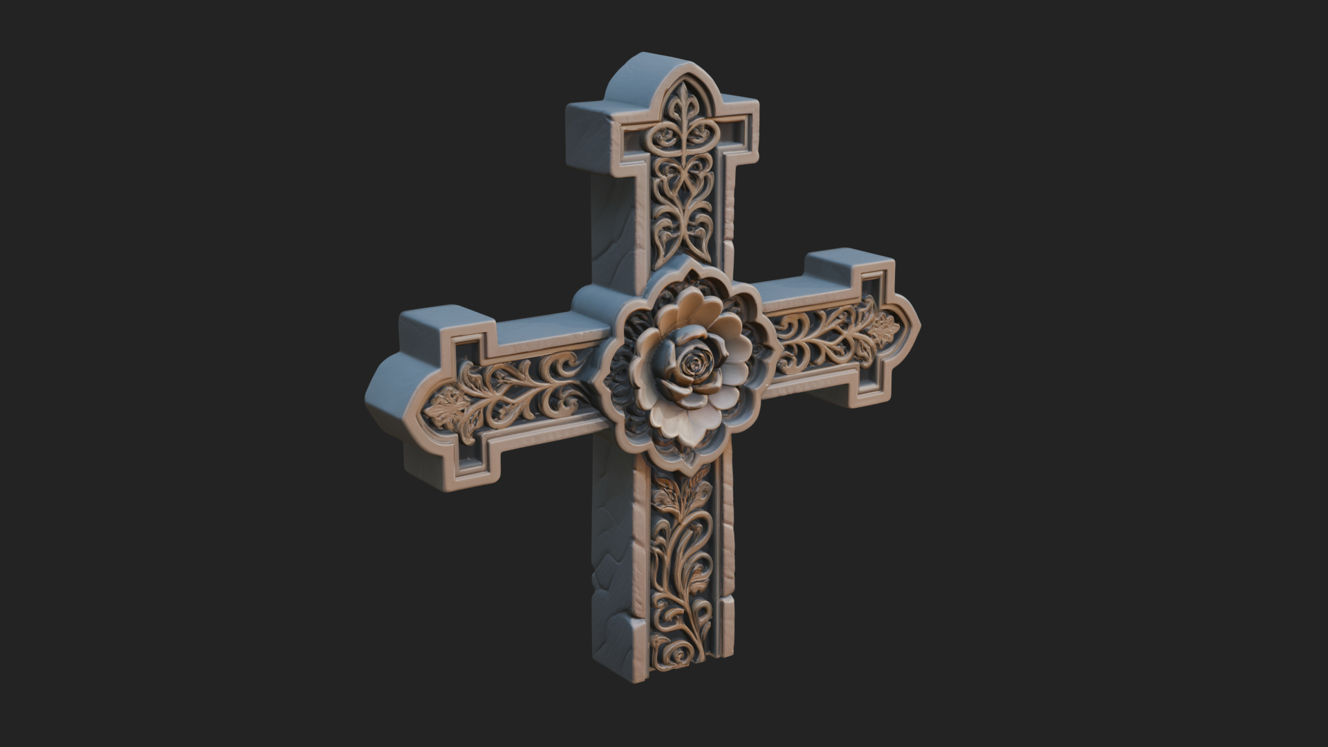 Carved Relief Wall Cross Design 233 3D Print Model 3D Model