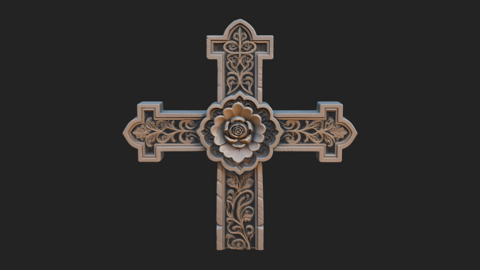 Carved Relief Wall Cross Design 233 3D Print Model 3D Model