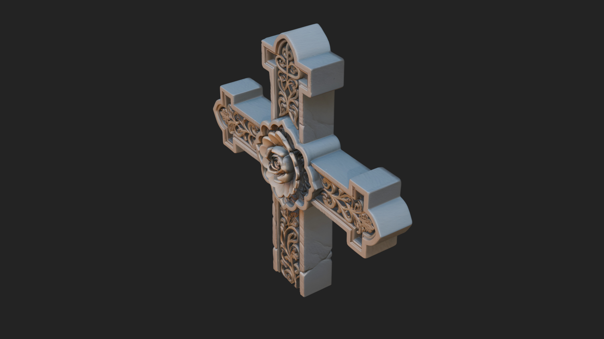 Carved Relief Wall Cross Design 233 3D Print Model 3D Model
