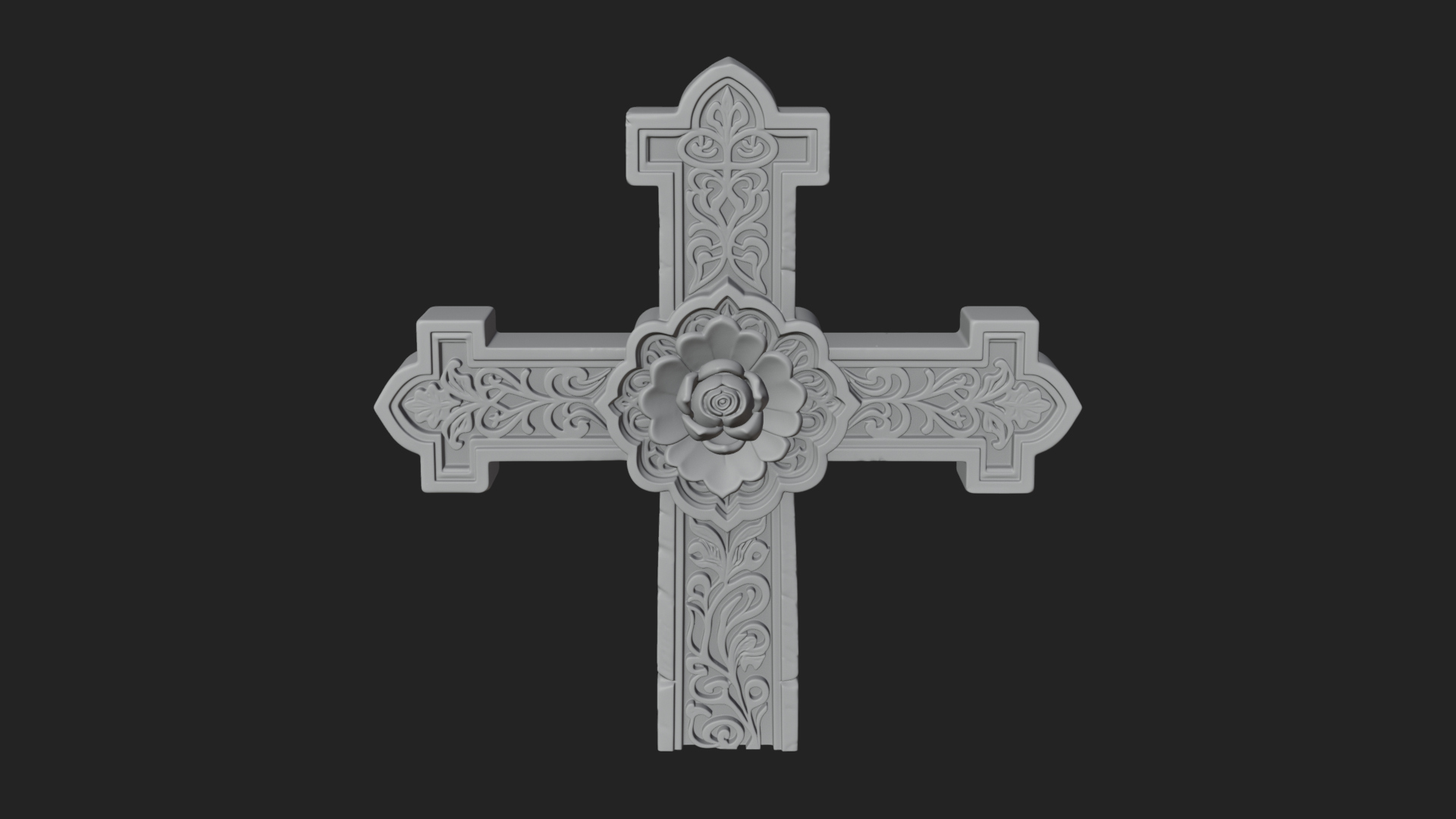 Carved Relief Wall Cross Design 233 3D Print Model 3D Model