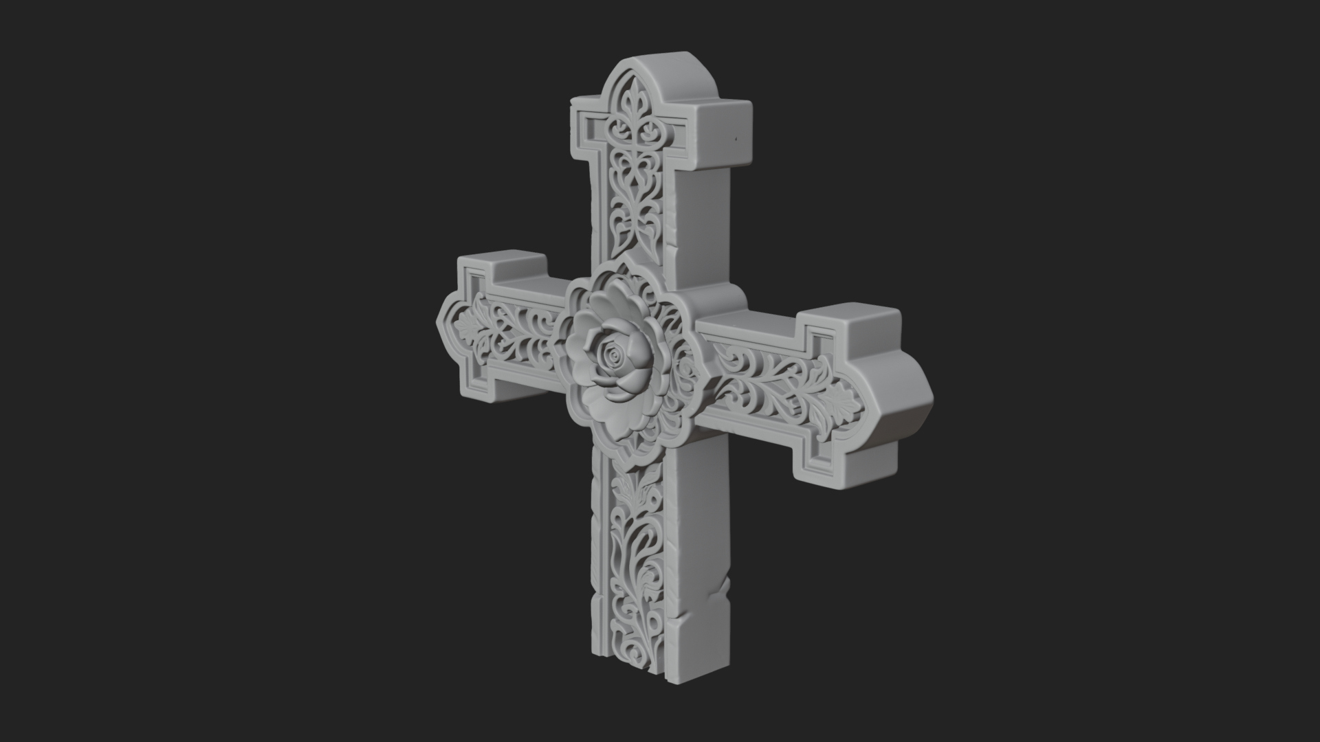 Carved Relief Wall Cross Design 233 3D Print Model 3D Model