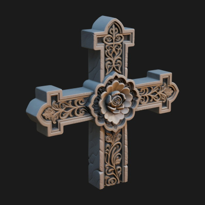 Carved Relief Wall Cross Design 233 3D Print Model