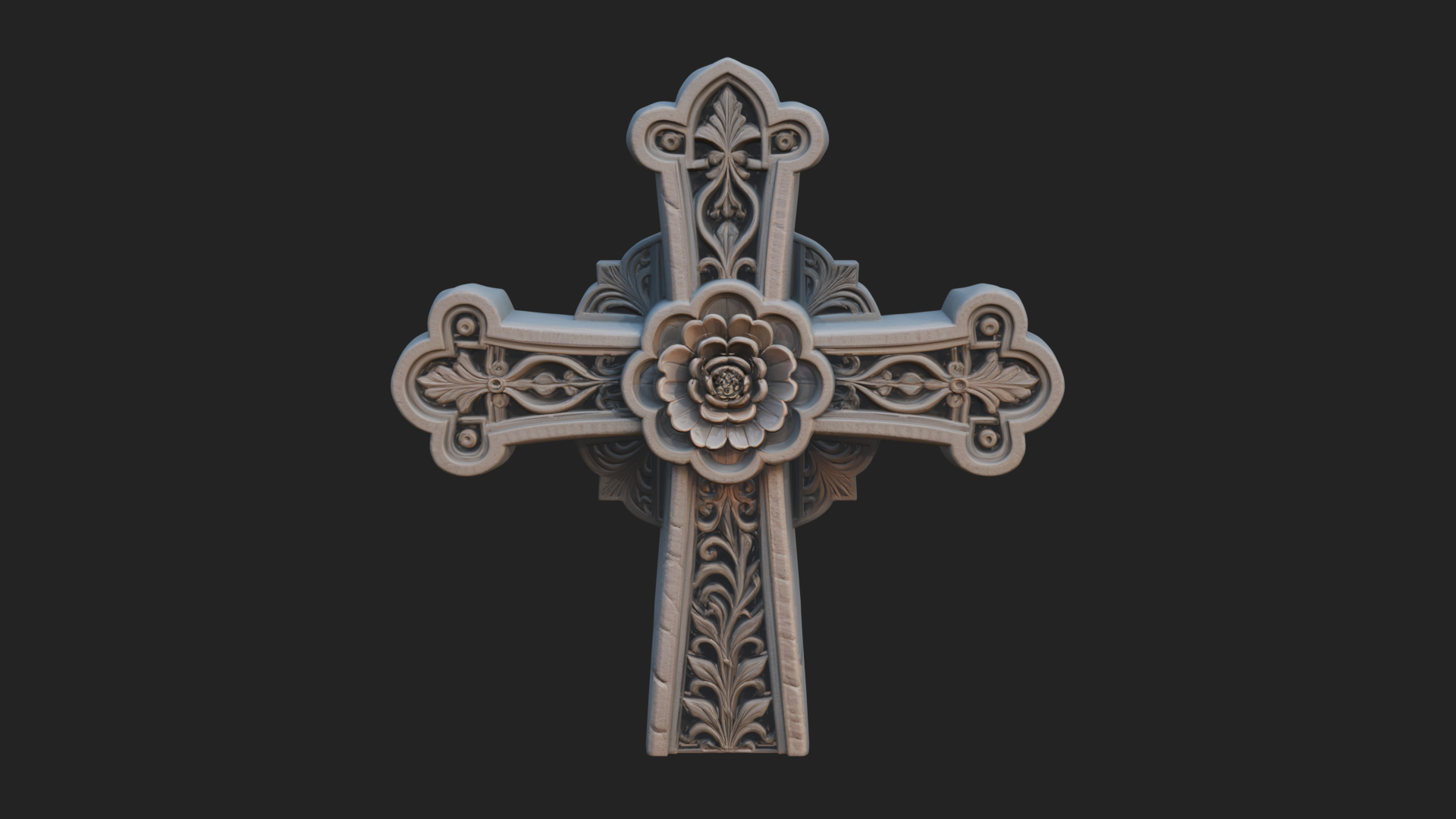 Carved Relief Wall Cross Design 234 3D Print Model 3D Model