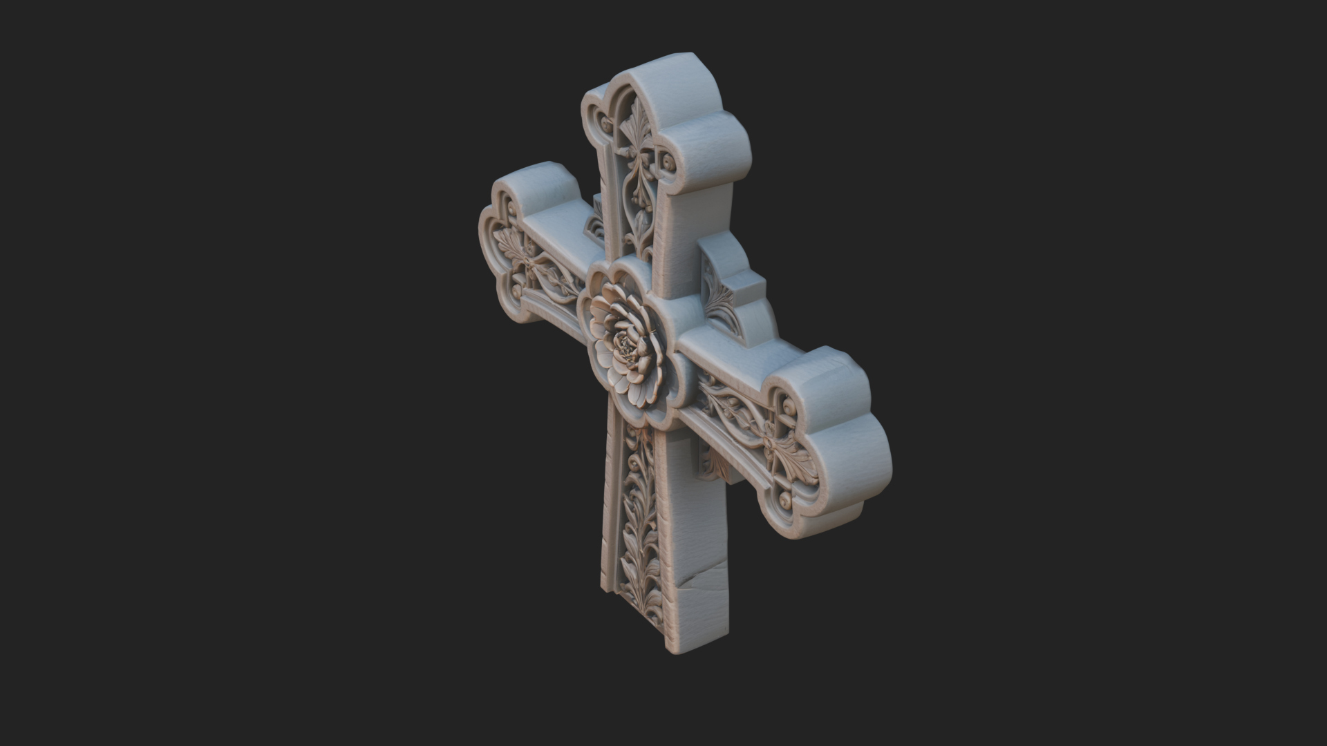 Carved Relief Wall Cross Design 234 3D Print Model 3D Model