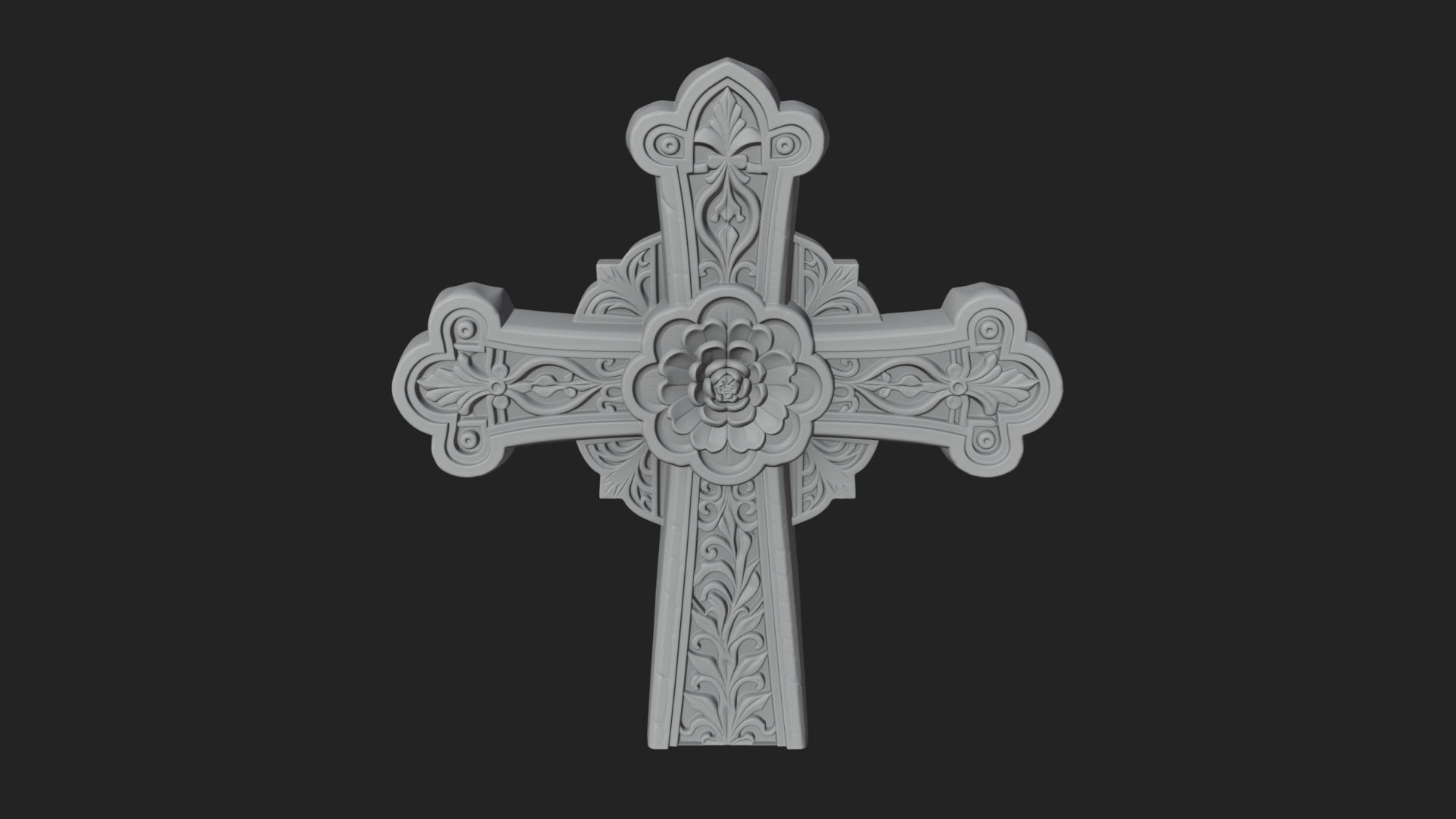 Carved Relief Wall Cross Design 234 3D Print Model 3D Model