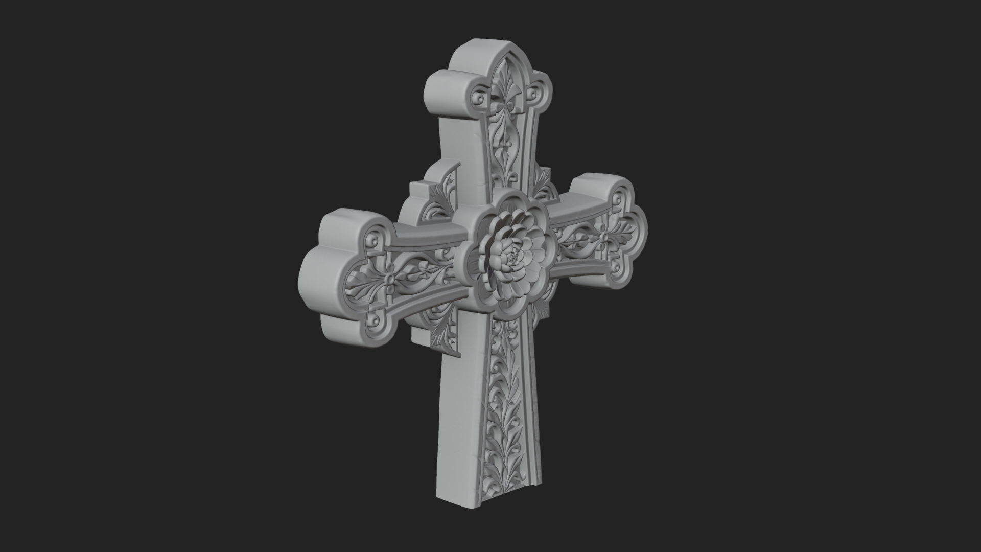 Carved Relief Wall Cross Design 234 3D Print Model 3D Model