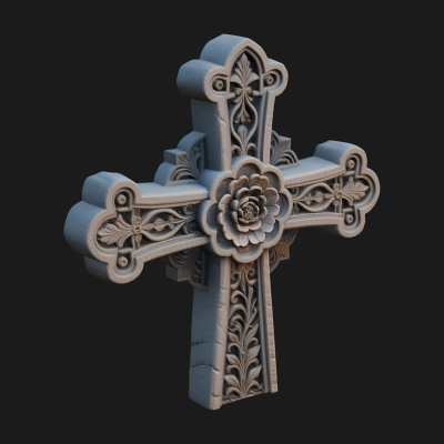 Carved Relief Wall Cross Design 234 3D Print Model