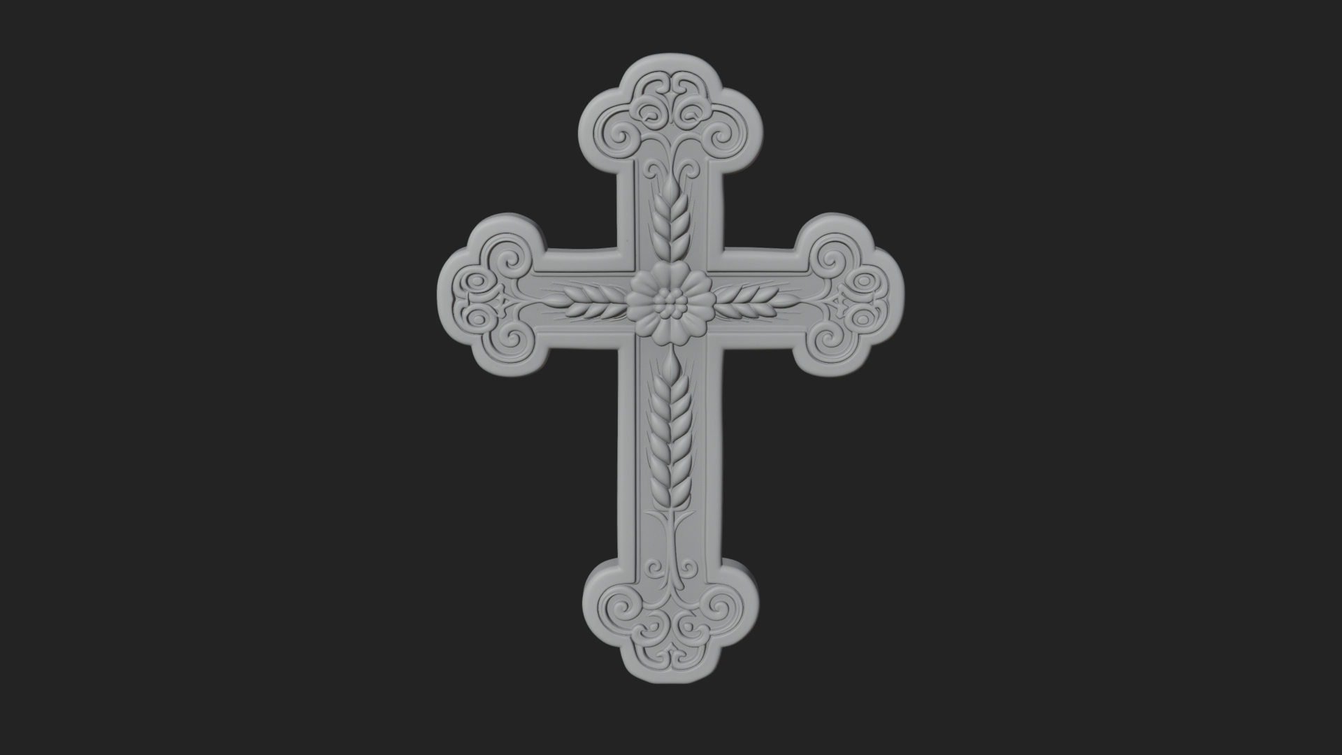 Carved Relief Wall Cross Design 235 3D Print Model 3D Model
