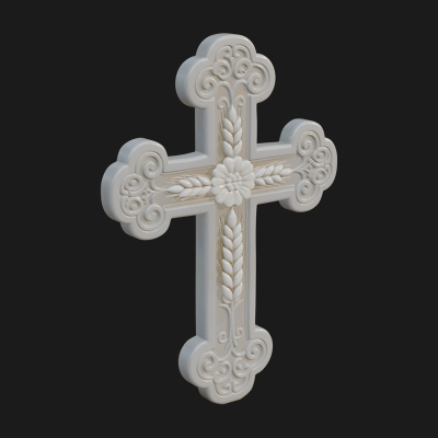 Carved Relief Wall Cross Design 235 3D Print Model