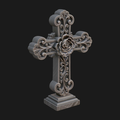Carved Relief Wall Cross Design 237 3D Print Model