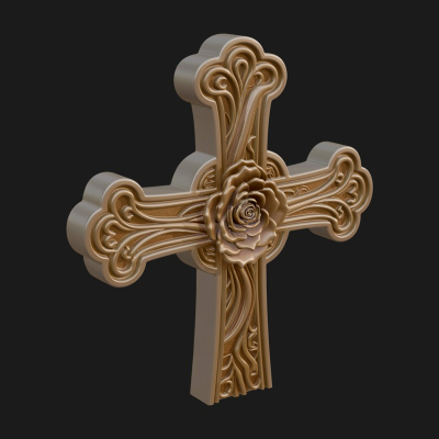 Carved Relief Wall Cross Design 238 3D Print Model