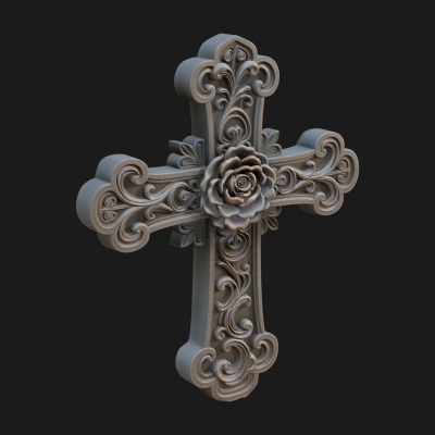 Carved Relief Wall Cross Design 241 3D Print Model