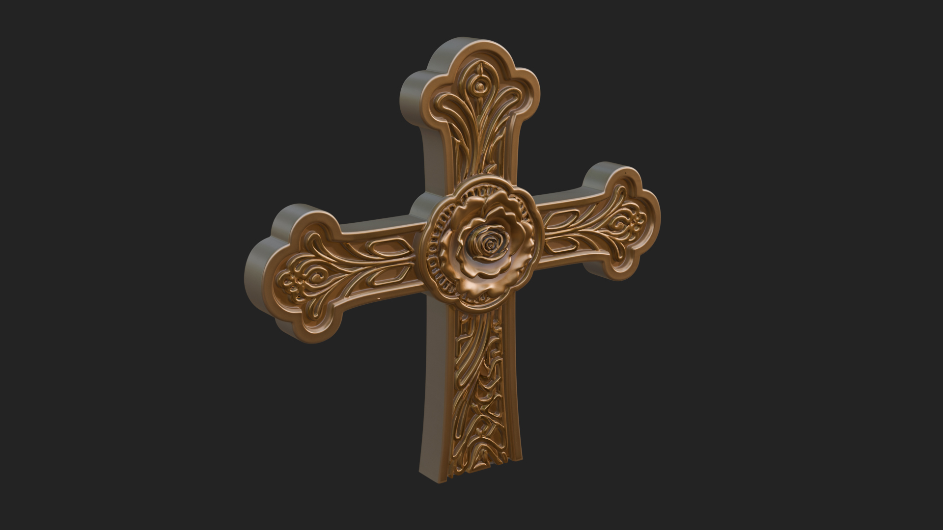 Carved Relief Wall Cross Design 242 3D Print Model 3D Model