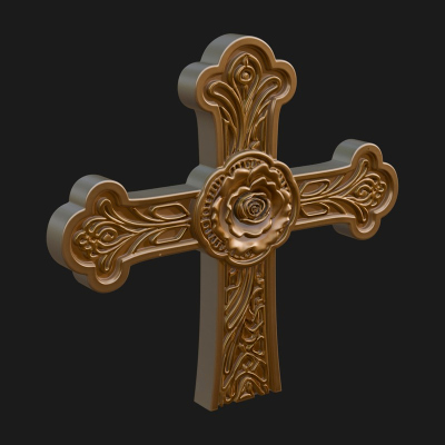 Carved Relief Wall Cross Design 242 3D Print Model