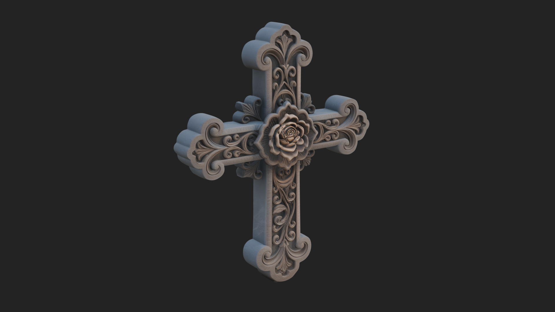 Carved Relief Wall Cross Design 243 3D Print Model 3D Model