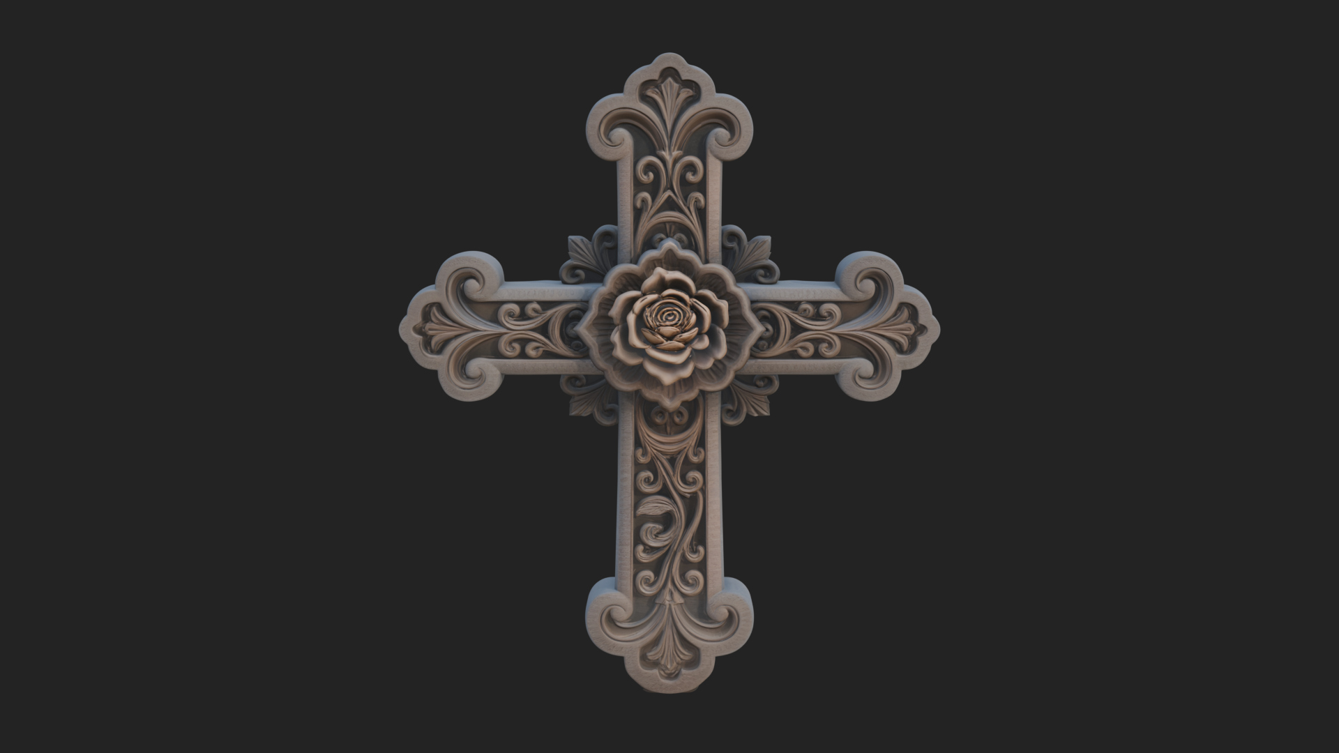 Carved Relief Wall Cross Design 243 3D Print Model 3D Model