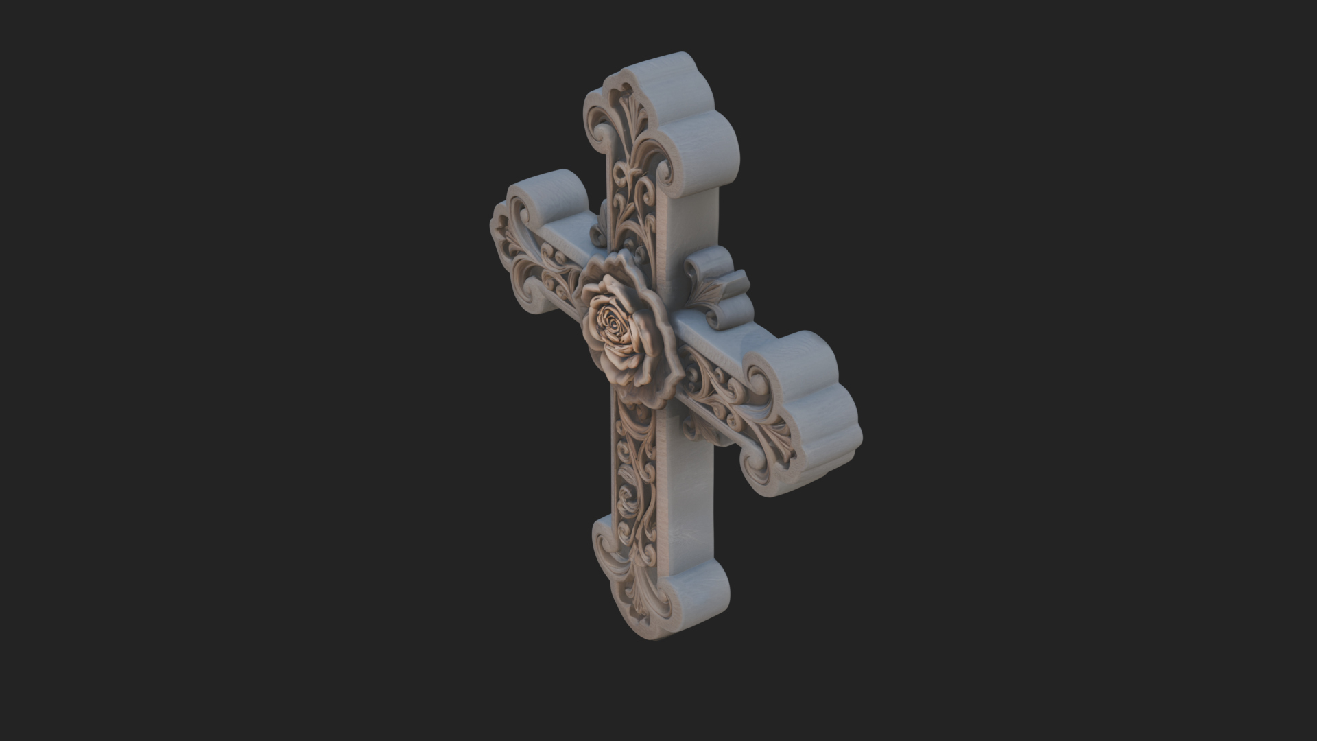 Carved Relief Wall Cross Design 243 3D Print Model 3D Model