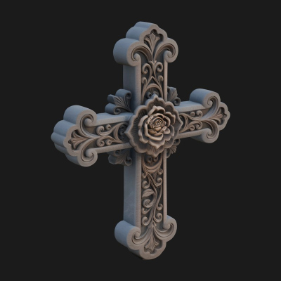 Carved Relief Wall Cross Design 243 3D Print Model