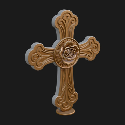 Carved Relief Wall Cross Design 244 3D Print Model