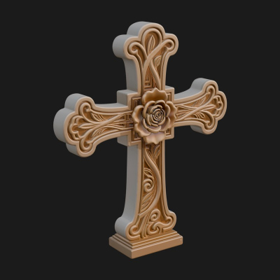 Carved Relief Wall Cross Design 246 3D Print Model