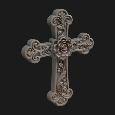 Carved Relief Wall Cross Design 247 3D Print Model