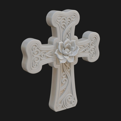 Carved Relief Wall Cross Design 249 3D Print Model