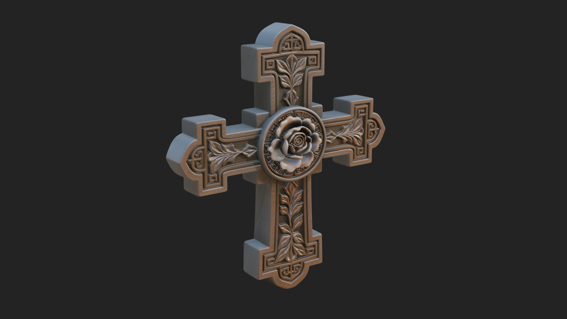 Carved Relief Wall Cross Design 25 3D Print Model 3D Model