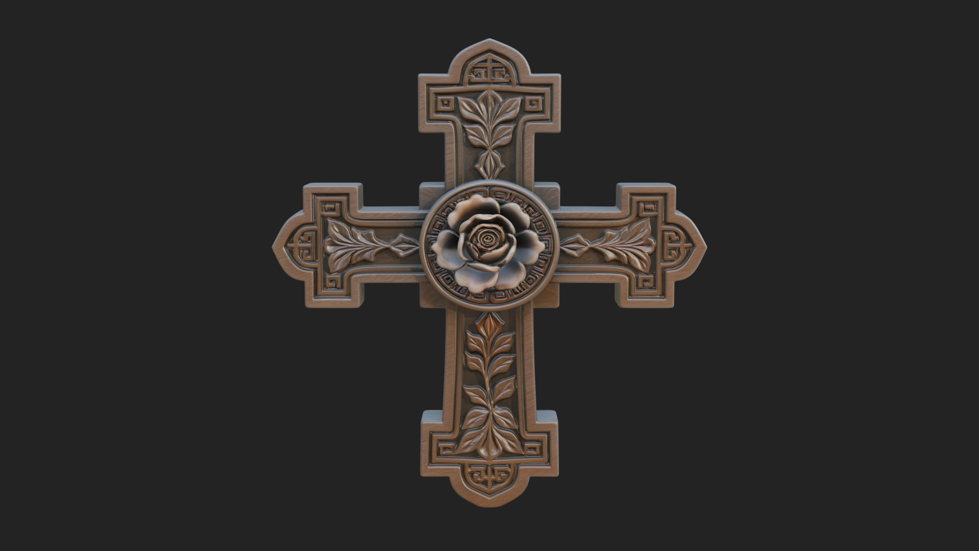 Carved Relief Wall Cross Design 25 3D Print Model 3D Model