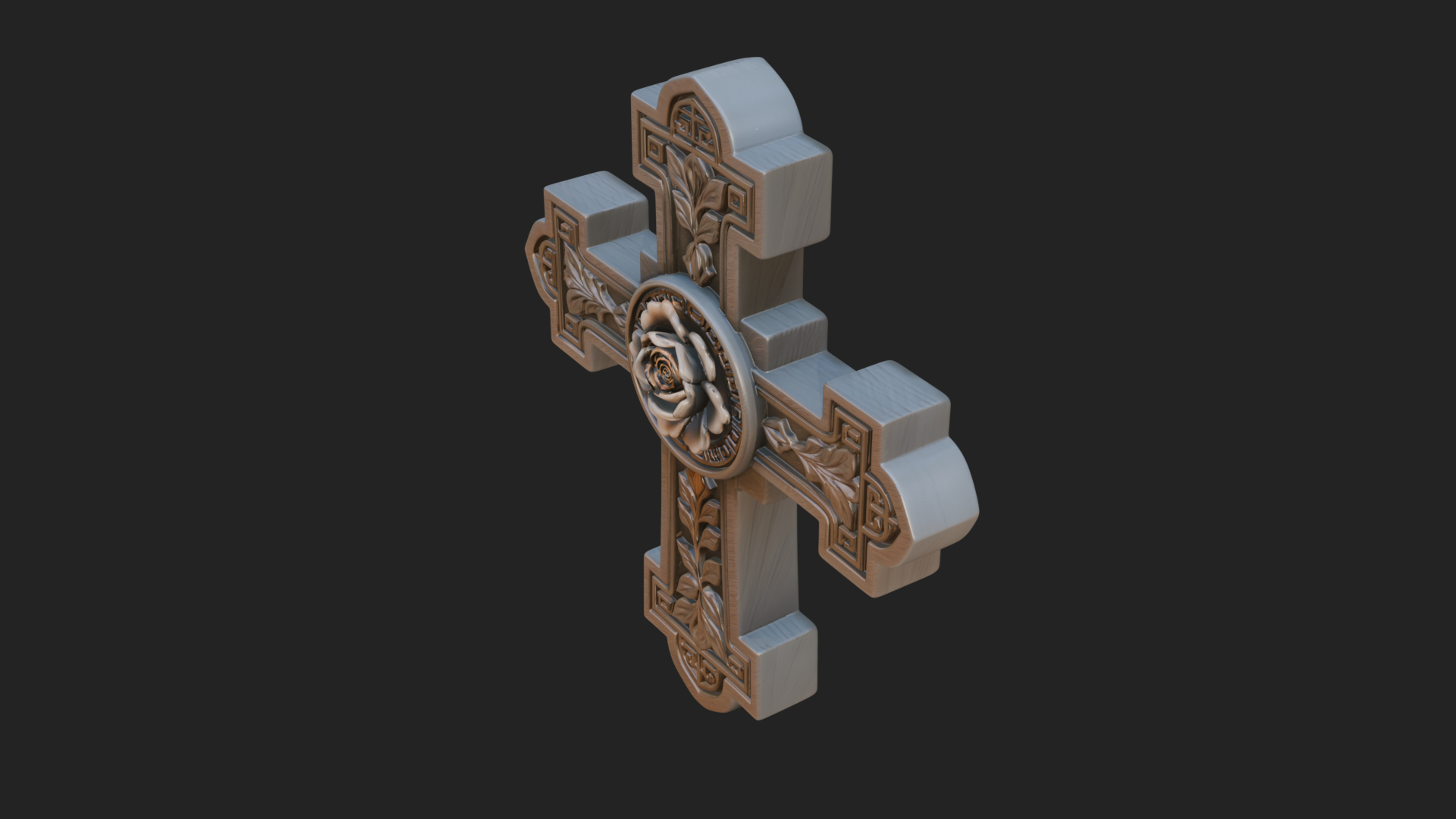 Carved Relief Wall Cross Design 25 3D Print Model 3D Model