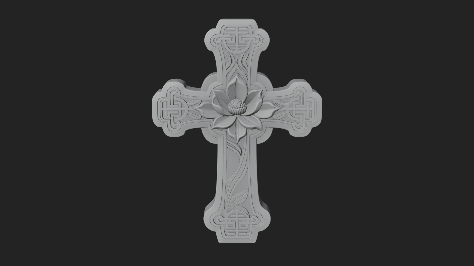 Carved Relief Wall Cross Design 253 3D Print Model 3D Model