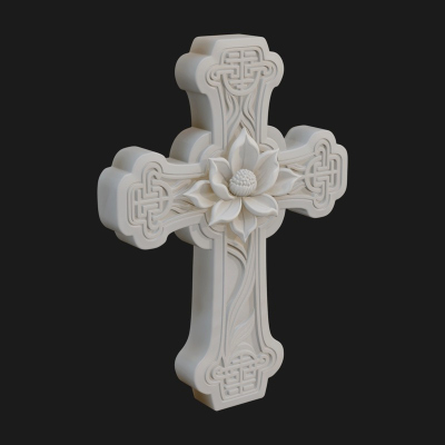 Carved Relief Wall Cross Design 253 3D Print Model