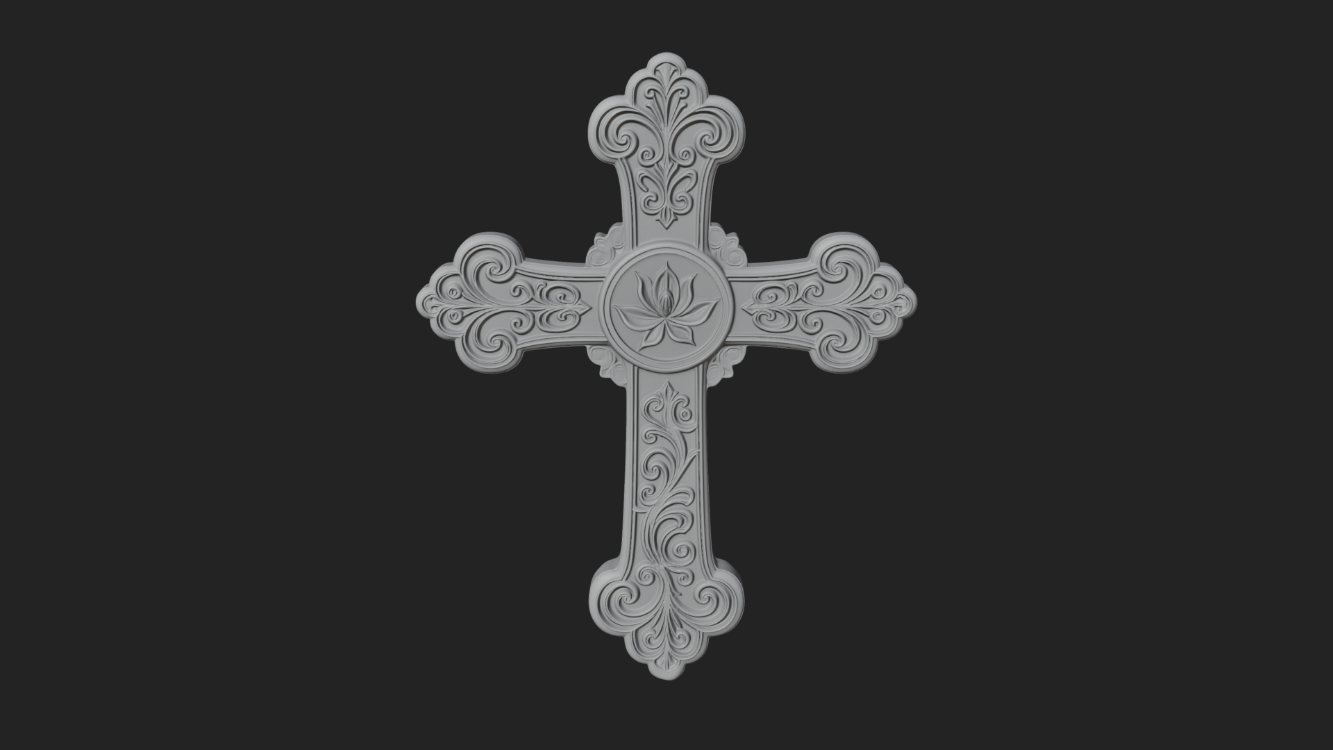 Carved Relief Wall Cross Design 254 3D Print Model 3D Model