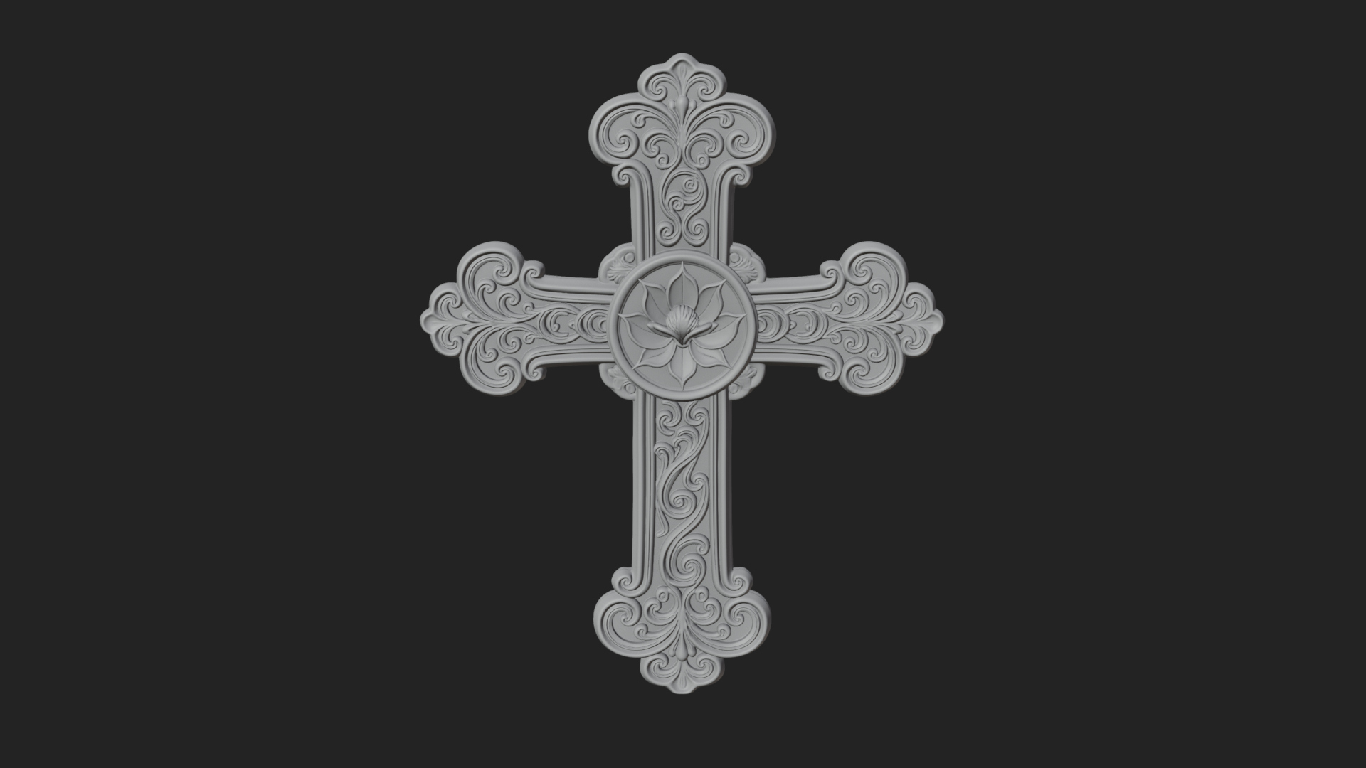 Carved Relief Wall Cross Design 257 3D Print Model 3D Model