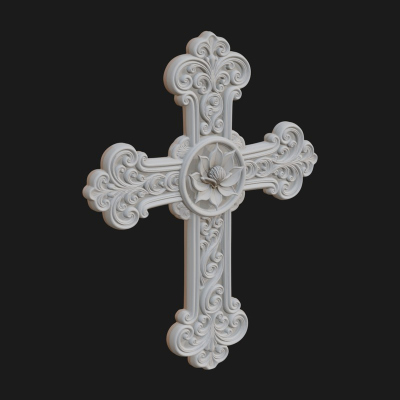 Carved Relief Wall Cross Design 257 3D Print Model