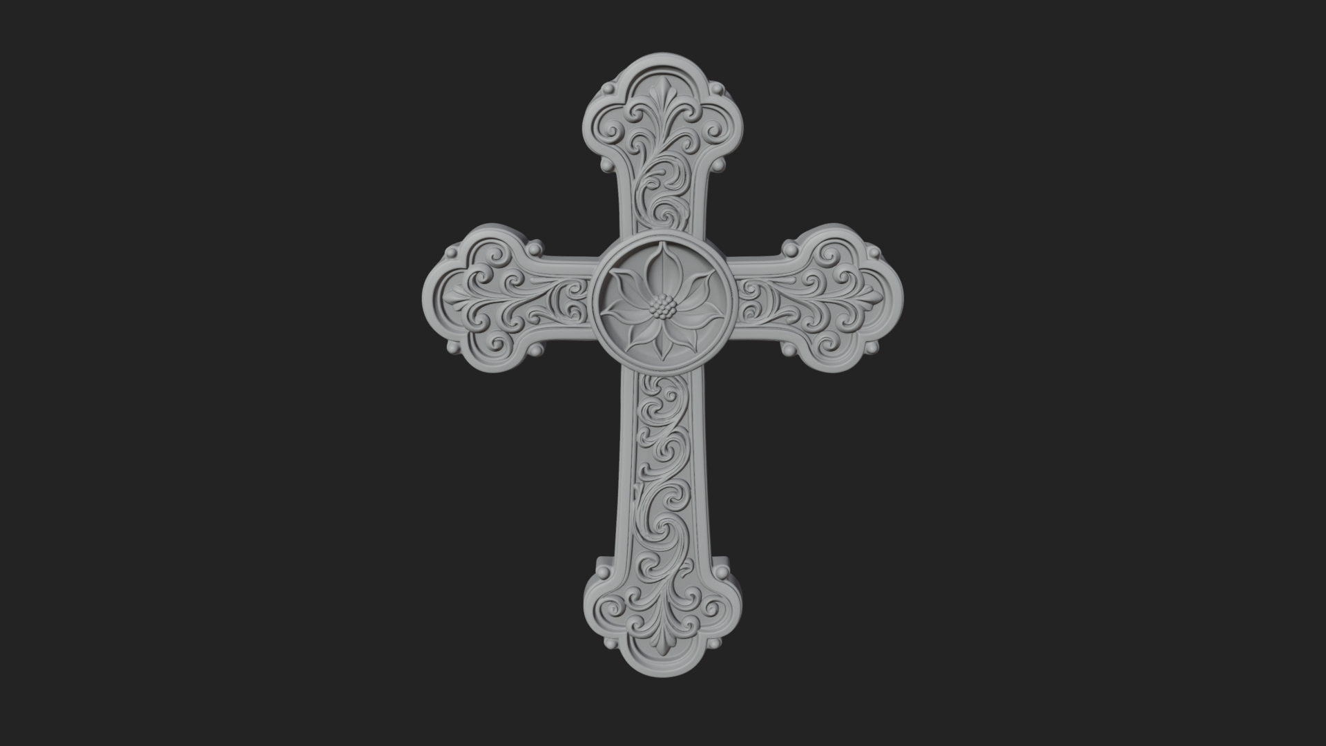 Carved Relief Wall Cross Design 258 3D Print Model 3D Model
