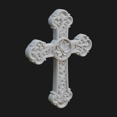 Carved Relief Wall Cross Design 258 3D Print Model